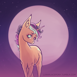 Size: 1200x1200 | Tagged: safe, artist:lunarlacepony, derpibooru import, oc, oc only, pony, unicorn, color, cute, magic, moon, mystical, night, solo, spooky, stars