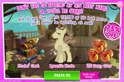 Size: 1036x692 | Tagged: safe, derpibooru import, idw, advertisement, costs real money, gameloft, idw showified, male, official, sale, stallion