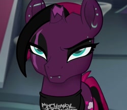 Size: 922x802 | Tagged: safe, derpibooru import, edit, edited screencap, screencap, tempest shadow, my little pony: the movie, cropped, emo, piercing, snake bites, solo