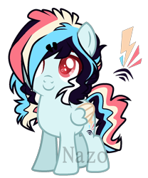 Size: 1078x1297 | Tagged: safe, artist:owl-clockwork, derpibooru import, oc, oc:electric rhythm, pegasus, pony, colored pupils, female, filly, offspring, parent:rainbow dash, parent:soarin', parents:soarindash, simple background, solo, transparent background, two toned wings