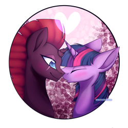 Size: 1000x1000 | Tagged: safe, artist:walkersky27, derpibooru import, tempest shadow, twilight sparkle, pony, female, lesbian, shipping, tempestlight