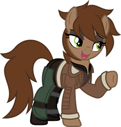 Size: 1024x1074 | Tagged: safe, artist:pegasski, derpibooru import, oc, oc only, oc:cali ajax, pony, clothes, female, mare, simple background, smiling, solo, transparent background