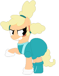 Size: 351x453 | Tagged: safe, artist:eggi-myst3ry, artist:selenaede, derpibooru import, earth pony, pony, base used, clothes, crossover, cuphead, ear piercing, earring, gloves, grin, jewelry, necklace, pacman eyes, piercing, ponified, raised hoof, sally stageplay, shoes, simple background, smiling, studio mdhr, transparent background