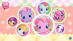 Size: 1280x720 | Tagged: safe, derpibooru import, edit, edited screencap, screencap, cheerilee (g3), pinkie pie (g3), rainbow dash (g3), scootaloo (g3), starsong, sweetie belle (g3), toola roola, pony, g3.5, cocotama, core seven, logo