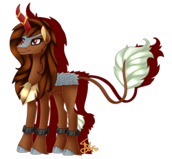 Size: 2086x1939 | Tagged: safe, artist:spokenmind93, derpibooru import, oc, kirin, ambiguous gender, bracelet, curved horn, entei, horn, jewelry, kirin oc, kirin-ified, leonine tail, pokémon, ponikemon, ponymon, scales, simple background, solo, species swap, transparent background