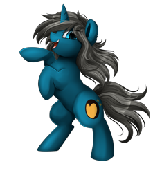 Size: 3005x3403 | Tagged: safe, artist:pridark, derpibooru import, oc, oc only, oc:blue moon, pony, unicorn, commission, female, filly, open mouth, rearing, simple background, solo, transparent background