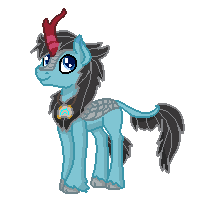 Size: 200x200 | Tagged: safe, artist:spokenmind93, derpibooru import, oc, oc:sharp wit, kirin, border, curved horn, horn, jewelry, kirin oc, kirin-ified, leonine tail, male, medallion, necklace, pagedoll, pixel art, scales, species swap, stallion