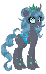 Size: 2200x3500 | Tagged: safe, artist:darkest-lunar-flower, derpibooru import, oc, oc only, oc:queen polistae, changeling, changeling queen, 2019 community collab, blue changeling, changeling oc, changeling queen oc, derpibooru community collaboration, female, simple background, solo, transparent background