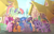 Size: 1012x656 | Tagged: safe, artist:rosyh9, derpibooru import, oc, oc only, oc:apple crystal, oc:crystal apple, oc:magic star, oc:party sparkle, oc:rainbow shy, alicorn, earth pony, pegasus, pony, unicorn, alicorn oc, base used, ethereal mane, female, freckles, magical lesbian spawn, mare, next generation, offspring, parent:applejack, parent:fluttershy, parent:pinkie pie, parent:princess celestia, parent:princess luna, parent:rainbow dash, parent:rarity, parent:starlight glimmer, parent:trixie, parent:twilight sparkle, parents:flutterdash, parents:princest, parents:rarijack, parents:startrix, parents:twinkie, product of incest, starry mane