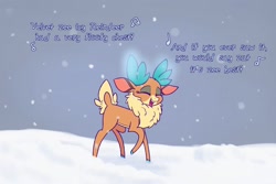 Size: 3000x2000 | Tagged: safe, artist:heir-of-rick, derpibooru import, velvet reindeer, deer, reindeer, them's fightin' herds, chest fluff, community related, cute, eyes closed, female, fluffy, singing, smiling, snow, snowfall, solo, song reference