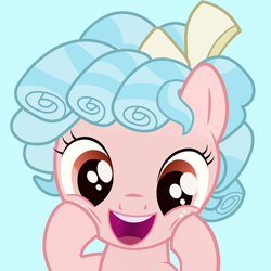 Size: 500x500 | Tagged: safe, artist:earlpeterg, derpibooru import, edit, cozy glow, pegasus, pony, what lies beneath, bust, cozy glow is best facemaker, cozybetes, cropped, cute, female, filly, foal, freckles, looking at you, open mouth, smiling, solo, vector