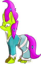 Size: 1920x2988 | Tagged: safe, artist:overlord pony, derpibooru import, oc, oc only, oc:nuclear blossom, pony, unicorn, clothes, nonbinary, simple background, solo, transparent background