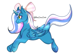 Size: 1743x1284 | Tagged: safe, artist:mintchocchips, derpibooru import, oc, oc only, oc:fleurbelle, alicorn, pony, alicorn oc, bow, commission, simple background, solo, transparent background