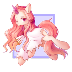 Size: 2000x2000 | Tagged: safe, artist:leafywind, derpibooru import, oc, oc only, oc:skoly, earth pony, pony, blushing, clothes, commission, crystal, cute, female, flower, flower in hair, looking at you, mare, one eye closed, simple background, smiling, solo, starry eyes, transparent background, wingding eyes, wink