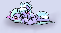 Size: 1224x672 | Tagged: safe, artist:jessy, derpibooru import, cloudchaser, flitter, pegasus, pony, blue background, cuddling, cute, duo, female, looking at you, mare, one eye closed, siblings, simple background, sisters, smiling, wink