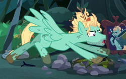 Size: 628x395 | Tagged: safe, derpibooru import, screencap, zephyr breeze, pegasus, pony, flutter brutter, cropped, dirty, epic fail, fail, hair bun, male, messy mane, muddy hooves, solo, stallion, wings