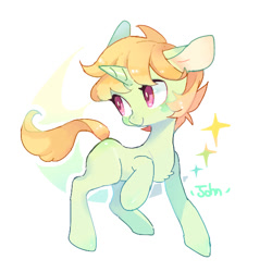 Size: 566x566 | Tagged: safe, artist:akamei, derpibooru import, oc, pony, unicorn, simple background, smiling, solo