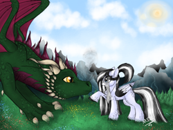 Size: 2048x1536 | Tagged: safe, artist:melonseed11, derpibooru import, oc, oc only, oc:zeny zapp, dragon, pegasus, pony, female, filly