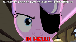 Size: 1920x1080 | Tagged: safe, derpibooru import, edit, edited screencap, screencap, diamond tiara, pony, ponyville confidential, 1000 years in photoshop, demoman, parody, solo, taunting, team fortress 2