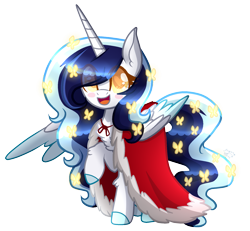 Size: 1697x1570 | Tagged: safe, artist:sugaryicecreammlp, derpibooru import, oc, oc:roxy lovli pop, alicorn, pony, cape, clothes, female, mare, simple background, solo, transparent background