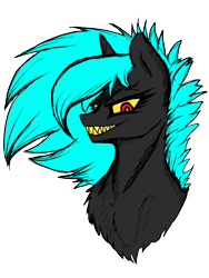 Size: 825x1100 | Tagged: safe, artist:neon line, derpibooru import, oc, oc:neon line, pony, unicorn, female, looking at you, red eyes, sharp teeth, simple background, smiling, solo, teeth, transparent background