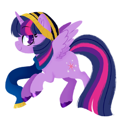 Size: 1500x1500 | Tagged: safe, alternate version, artist:fannytastical, derpibooru import, part of a set, twilight sparkle, twilight sparkle (alicorn), alicorn, clothes, cute, hat, scarf, simple background, solo, sticker, transparent background