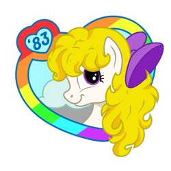 Size: 3218x3206 | Tagged: safe, artist:binkyt11, artist:xvzv, derpibooru import, edit, surprise, pegasus, pony, g1, g2, g3, g3.5, 1983, 35th anniversary, 80s, adoraprise, bow, bust, cloud, cute, female, g1 to g4, generation leap, hair bow, heart, logo, looking back, mare, solo, starry eyes, vector, wingding eyes