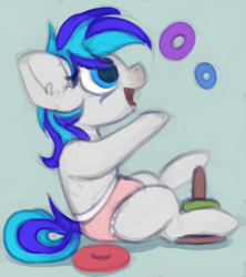 Size: 866x977 | Tagged: safe, artist:marsminer, derpibooru import, oc, oc only, oc:hooklined, diaper, foal, solo