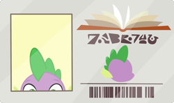 Size: 2600x1538 | Tagged: safe, artist:phucknuckl, spike, dragon, the point of no return, inkscape, library card, simple background, transparent background, vector