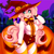 Size: 1417x1417 | Tagged: safe, artist:tolsticot, derpibooru import, oc, oc only, oc:aime, anthro, bat, deer, deer pony, human, original species, barely pony related, clothes, female, halloween, hat, holiday, jack-o-lantern, pumpkin, socks, solo, striped socks, witch hat