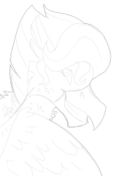 Size: 2000x3000 | Tagged: safe, artist:euspuche, oc, oc only, oc:roasty wings, hippogriff, black and white, bust, grayscale, looking at you, monochrome, portrait, simple background, smiling, solo, transparent background