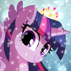 Size: 512x512 | Tagged: safe, artist:pepooni, derpibooru import, edit, twilight sparkle, twilight sparkle (alicorn), alicorn, pony, cropped, crown, jewelry, looking at you, new crown, regalia, smiling, solo