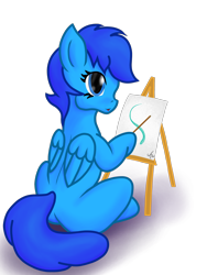 Size: 1500x2000 | Tagged: safe, artist:tunrae, derpibooru import, oc, oc:eternal nightshade, pegasus, pony, blank flank, canvas, commission, drawing, painting, simple background, sitting, solo, transparent background