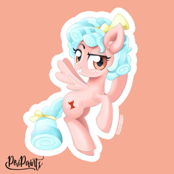 Size: 900x900 | Tagged: safe, artist:piripaints, cozy glow, pegasus, pony, ear fluff, evil grin, female, filly, freckles, grin, looking at you, smiling, solo