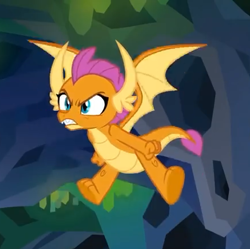 Size: 437x436 | Tagged: safe, derpibooru import, screencap, smolder, dragon, what lies beneath, angry, cropped, dragoness, female, flying, tail, wings