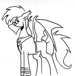 Size: 1244x1269 | Tagged: safe, oc, oc only, oc:thunder mikhailov, bat pony, pony, bandana, glasses, looking at you, solo