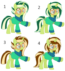 Size: 3528x3856 | Tagged: safe, artist:razorbladetheunicron, oc, oc only, oc:keyana crust, pony, unicorn, alternate hairstyle, base used, clothes, female, glasses, lateverse, mare, offspring, options, parent:limestone pie, parent:soarin', parents:limin', simple background, solo, sweater, transparent background