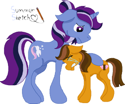 Size: 716x598 | Tagged: safe, artist:summersketch-mlp, derpibooru import, oc, oc only, oc:chocolate bomb, oc:dusk star, earth pony, pony, unicorn, beard, crying, facial hair, kindverse, parent:oc:confetti surprise, parent:oc:lightning bolt, parent:silver script, parent:twilight sparkle, parents:oc x oc, parents:twiscript, simple background, transparent background