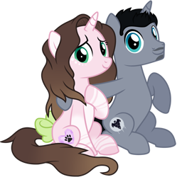 Size: 1024x1027 | Tagged: safe, artist:cindydreamlight, oc, oc only, oc:cindy, oc:zac, pony, unicorn, bow, cinzac, female, hair bow, male, mare, simple background, stallion, transparent background