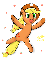 Size: 1080x1377 | Tagged: safe, artist:nomemint, derpibooru import, applejack, earth pony, pony, apple, cute, food, jackabetes, open mouth, reference used, simple background, solo, white background