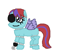 Size: 202x173 | Tagged: safe, artist:drypony198, oc, oc:dizzy pinwheel, animatronic, cowboys and equestrians, crossover, five nights at freddy's, foxy, mad (tv series), mad magazine