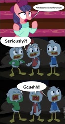 Size: 604x1140 | Tagged: safe, derpibooru import, edit, edited screencap, screencap, raspberry beret, horse play, antidisestablishmentarianism, comic, dewey, duck tales, duck tales 2017, ducktales, frustrated, frustration, huey, huey dewey and louie, louie, screencap comic