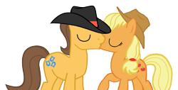 Size: 1147x584 | Tagged: safe, artist:3d4d, derpibooru import, applejack, caramel, earth pony, pony, base used, carajack, female, kissing, male, shipping, straight