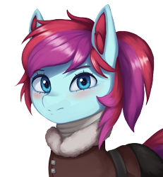 Size: 2057x2231 | Tagged: safe, artist:mrscroup, oc, oc only, oc:taffy swirl, earth pony, pony, equestria at war mod, blushing, clothes, coat, cute, ear fluff, female, mare, scarf, simple background, transparent background