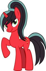 Size: 1197x1824 | Tagged: safe, artist:warszak, oc, oc:red rosette, pony, female, mare, ponytail, simple background, tall, thin