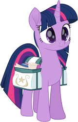 Size: 3169x4940 | Tagged: safe, artist:illumnious, twilight sparkle, twilight sparkle (alicorn), alicorn, pony, rainbow roadtrip, .ai available, absurd resolution, book, female, horn, mare, movie accurate, saddle bag, scroll, simple background, solo, transparent background, vector