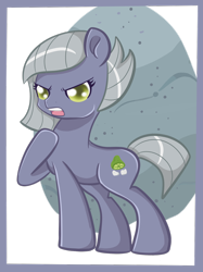 Size: 1024x1366 | Tagged: safe, artist:sparkleshadow, derpibooru import, limestone pie, earth pony, pony, boulder, female, holder's boulder, hoof on chest, mare, solo