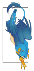 Size: 912x1920 | Tagged: safe, artist:xcolorblisssketchx, gallus, griffon, abstract background, leg fluff, looking at you, male, overhead view, paws, solo, underpaw