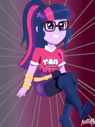 Size: 1800x2400 | Tagged: safe, artist:artmlpk, sci-twi, twilight sparkle, better together, equestria girls, festival filters, festival looks, cute, female, geode of telekinesis, magical geodes, photo, sitting, smiling, solo, twiabetes