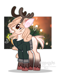 Size: 2120x2744 | Tagged: safe, artist:iheyyasyfox, derpibooru import, oc, oc:rity snow, deer, pony, reindeer, clothes, male, solo, sweater